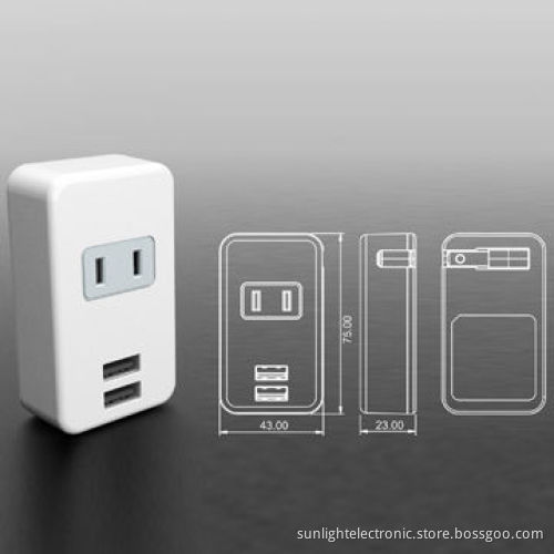 USB Travel Sockets with 10A Rated Current, 1,400W Maximum Power